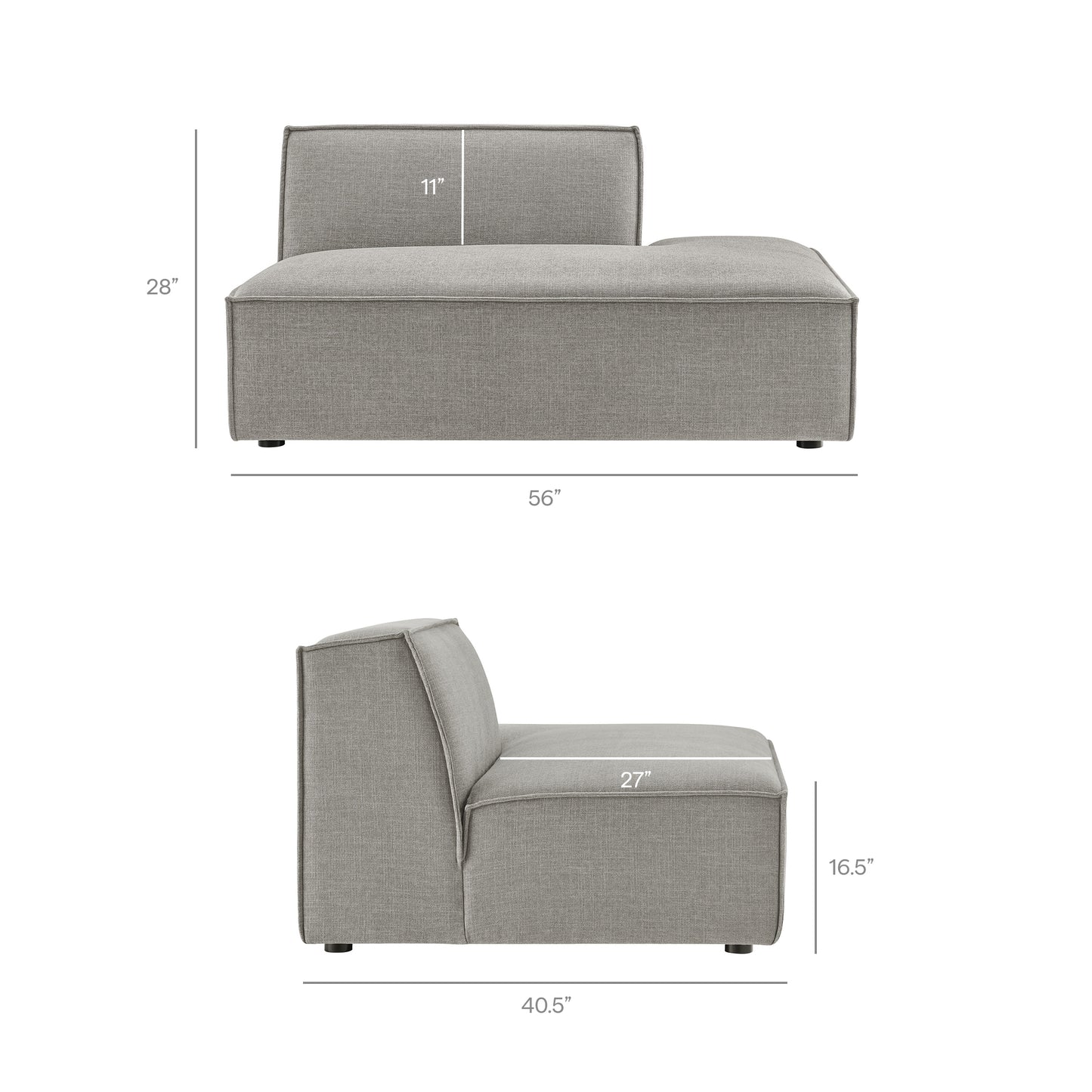 Atlas 2-Piece Performance Fabric Upholstered Modular Loveseat in Pewter