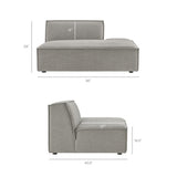 Atlas 2-Piece Performance Fabric Upholstered Modular Loveseat in Pewter