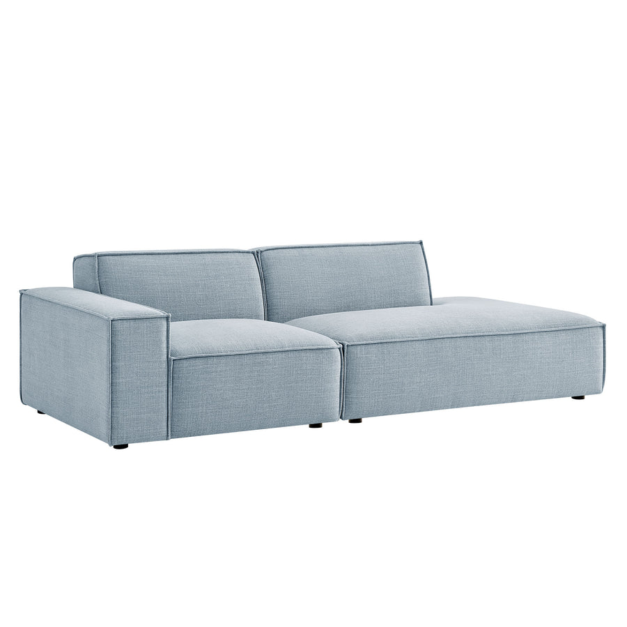 Atlas 2-Piece Performance Fabric Upholstered Modular Loveseat in Sky