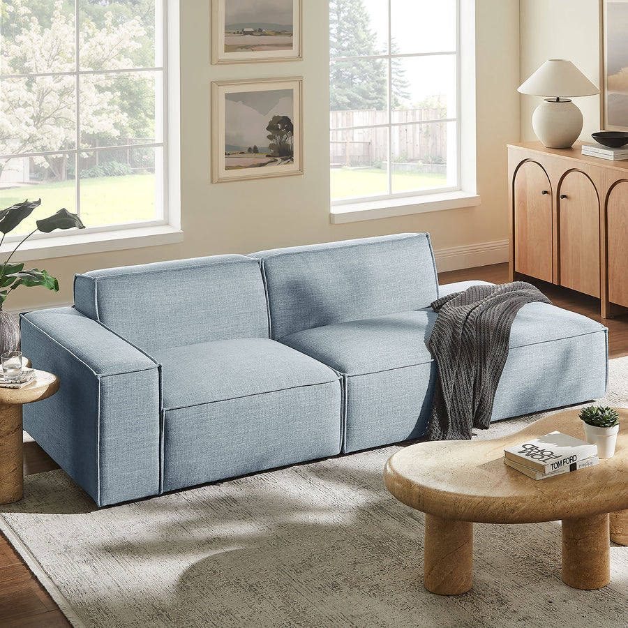 Atlas 2-Piece Performance Fabric Upholstered Modular Loveseat in Sky