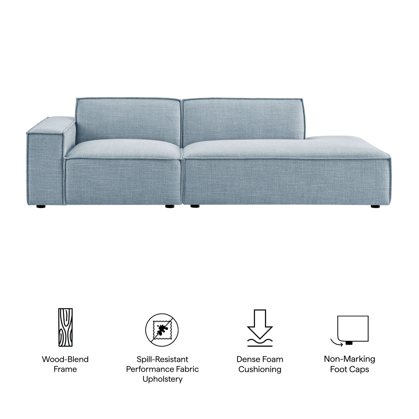 Atlas 2-Piece Performance Fabric Upholstered Modular Loveseat in Sky