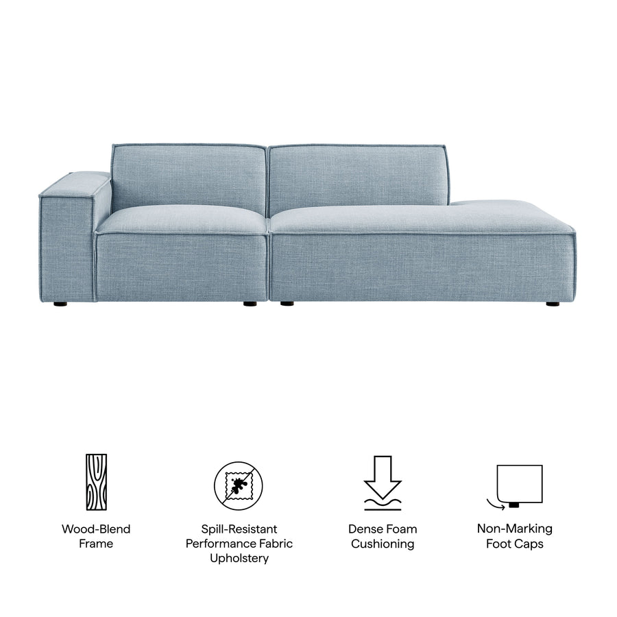 Atlas 2-Piece Performance Fabric Upholstered Modular Loveseat in Sky