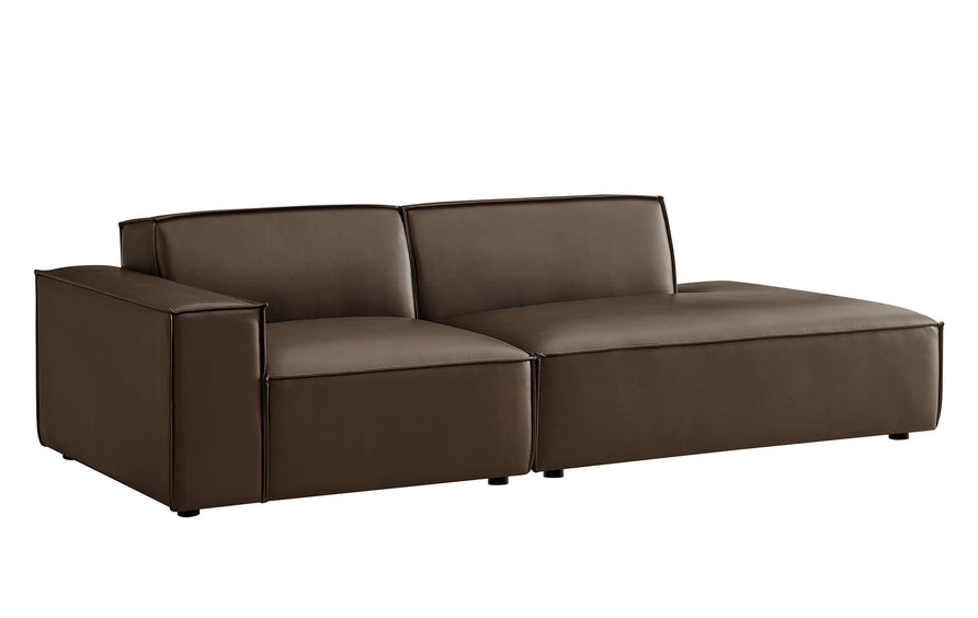 Atlas 2-Piece Vegan Leather Modular Loveseat in Espresso