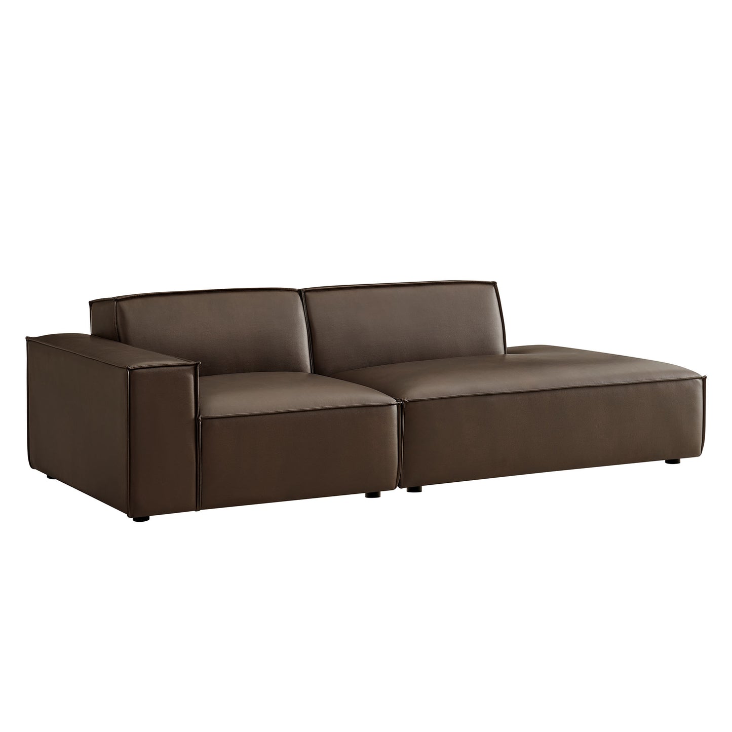 Atlas 2-Piece Vegan Leather Modular Loveseat in Espresso