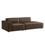 Atlas 2-Piece Vegan Leather Modular Loveseat in Espresso