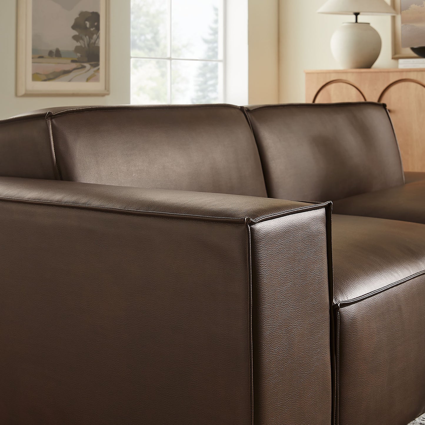 Atlas 2-Piece Vegan Leather Modular Loveseat in Espresso