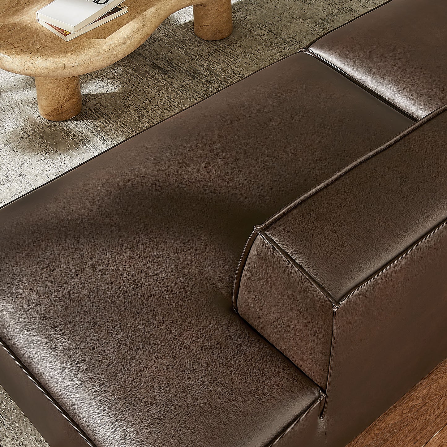Atlas 2-Piece Vegan Leather Modular Loveseat in Espresso