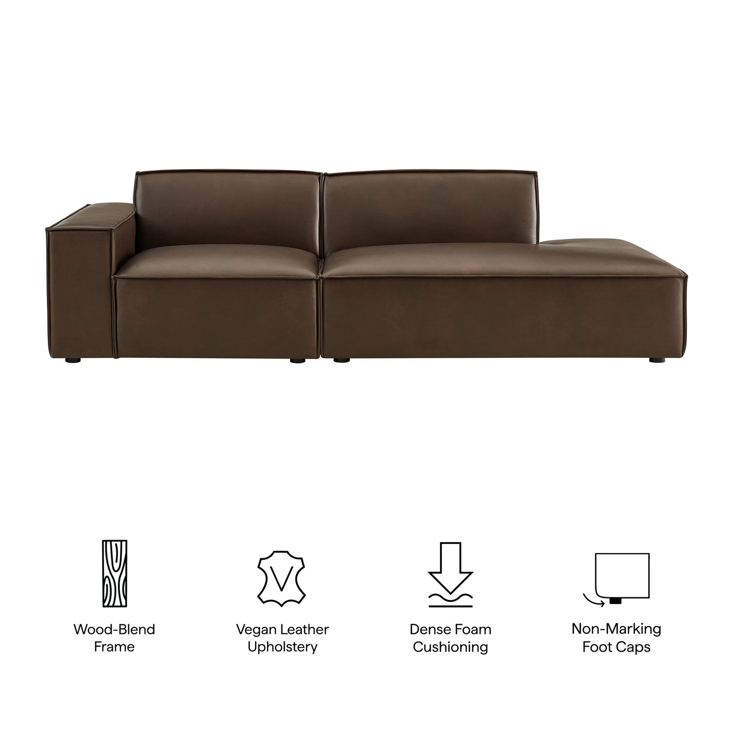 Atlas 2-Piece Vegan Leather Modular Loveseat in Espresso