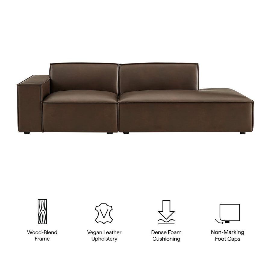 Atlas 2-Piece Vegan Leather Modular Loveseat in Espresso
