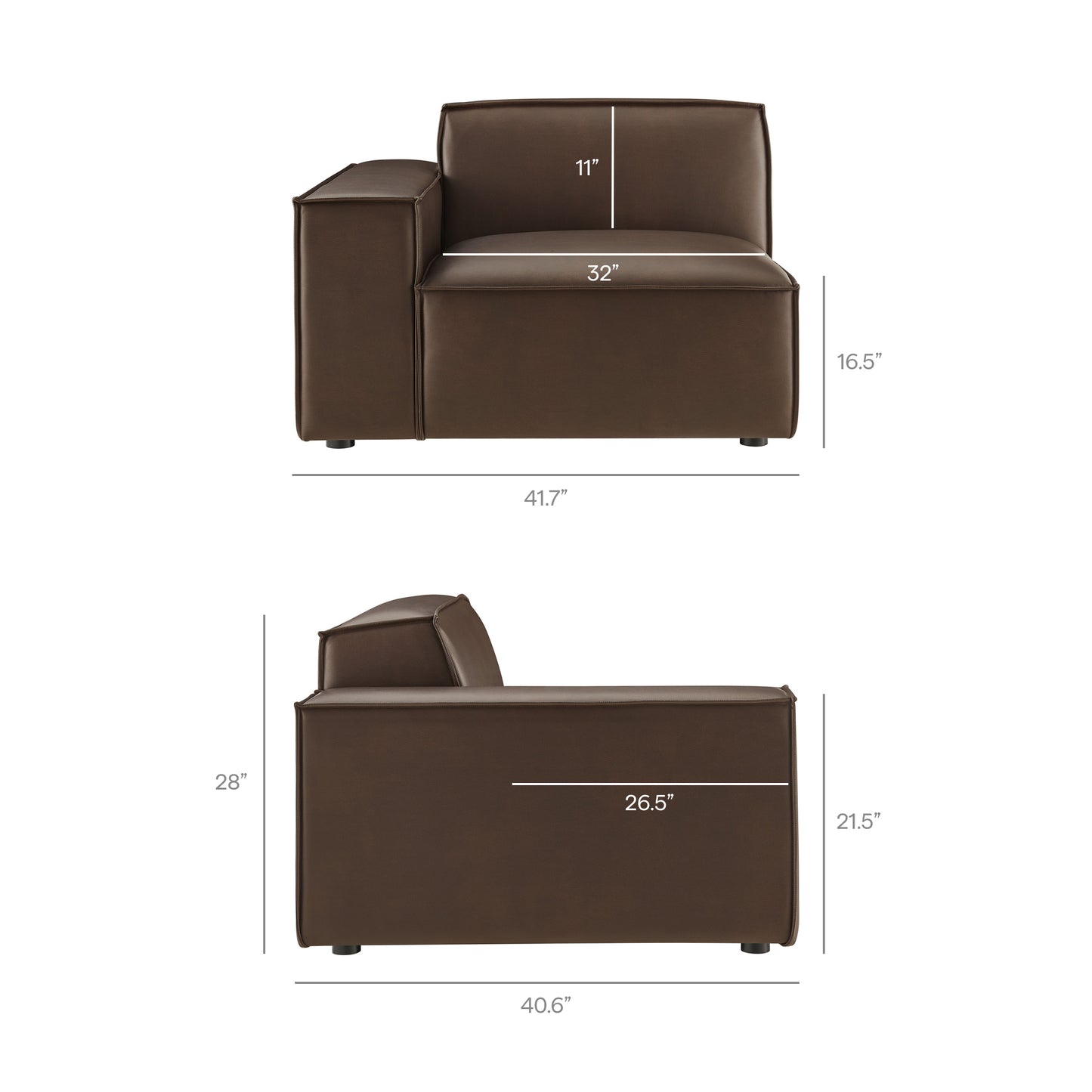 Atlas 2-Piece Vegan Leather Modular Loveseat in Espresso