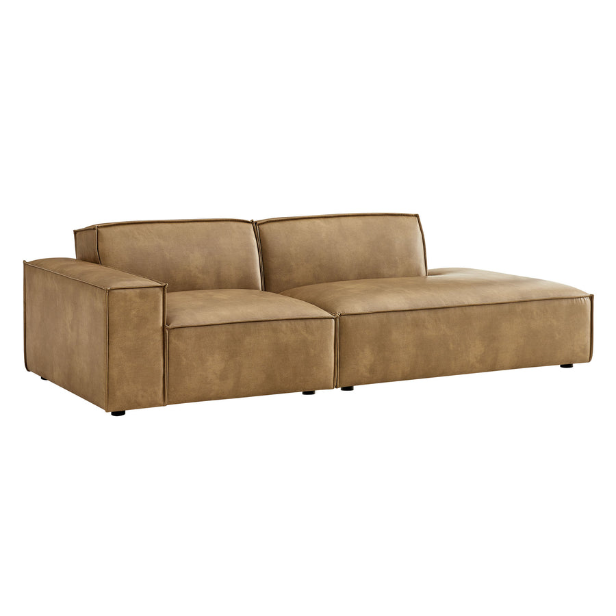 Atlas 2-Piece Vegan Leather Modular Loveseat in Toast