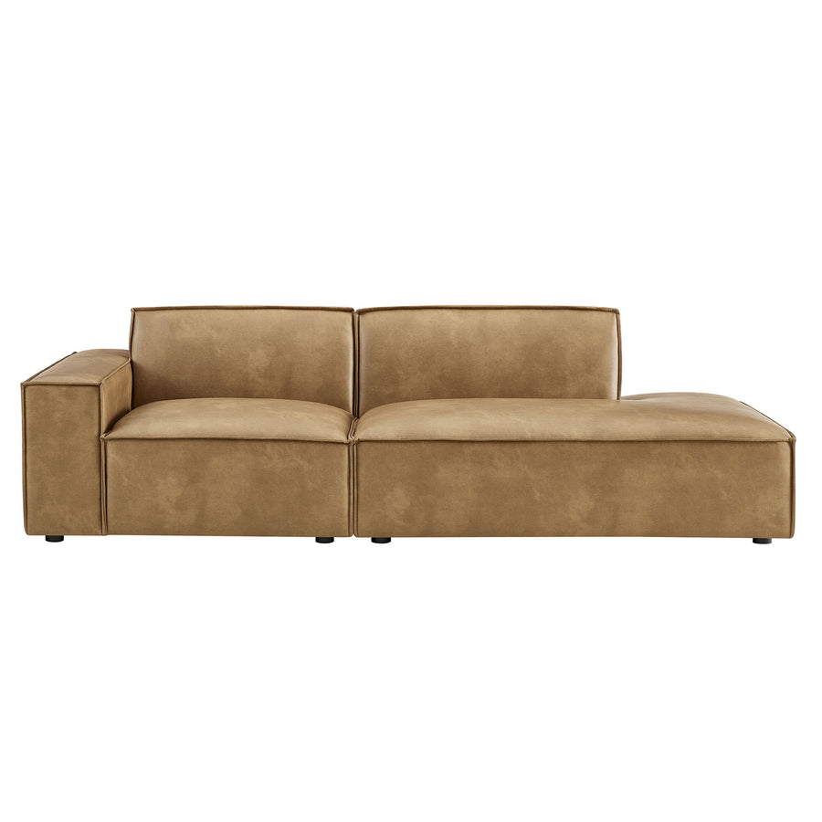 Atlas 2-Piece Vegan Leather Modular Loveseat in Toast