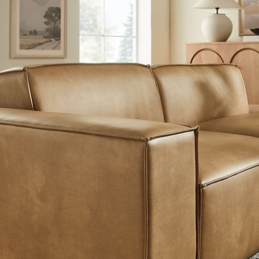 Atlas 2-Piece Vegan Leather Modular Loveseat in Toast
