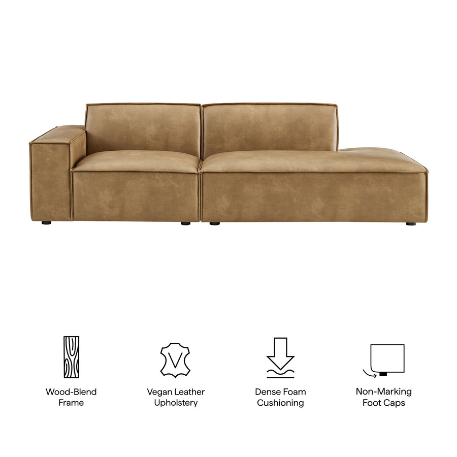 Atlas 2-Piece Vegan Leather Modular Loveseat in Toast