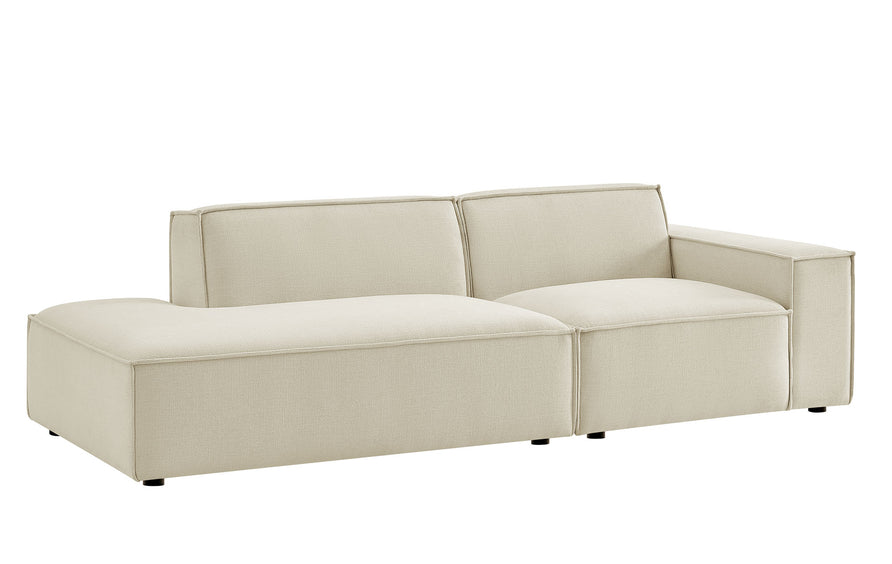 Atlas 2-Piece Performance Fabric Upholstered Modular Loveseat in Ecru