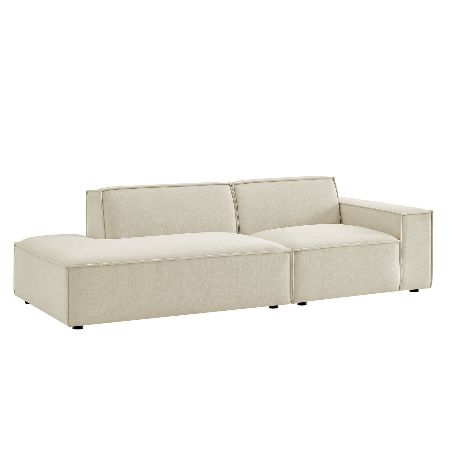Atlas 2-Piece Performance Fabric Upholstered Modular Loveseat in Ecru