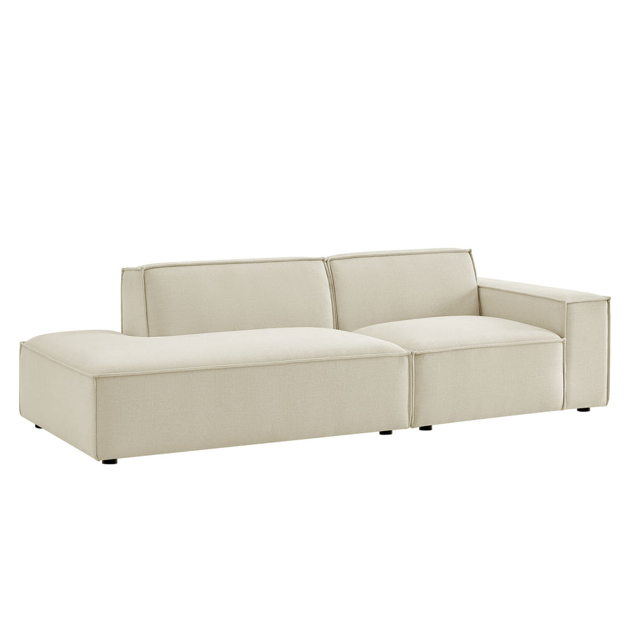Atlas 2-Piece Performance Fabric Upholstered Modular Loveseat in Ecru