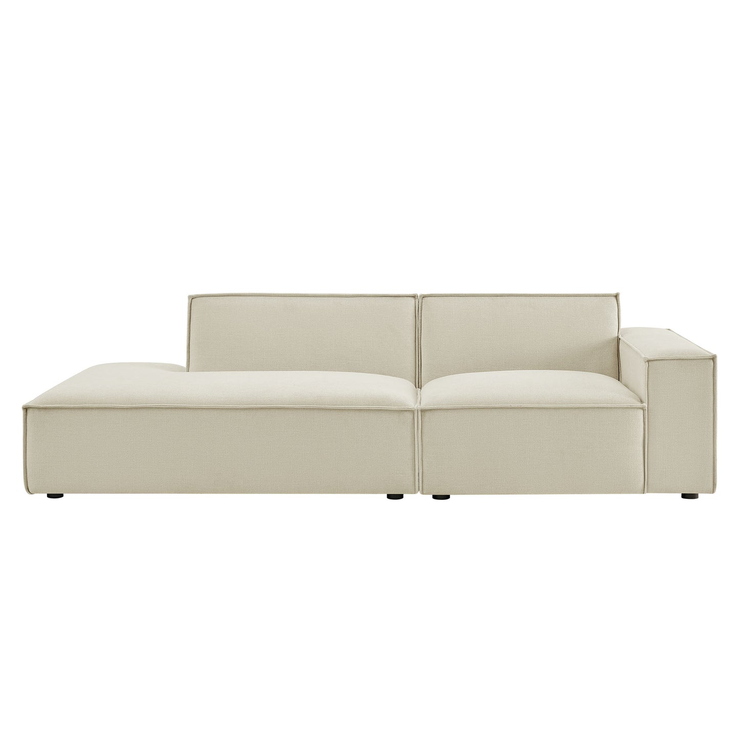 Atlas 2-Piece Performance Fabric Upholstered Modular Loveseat in Ecru