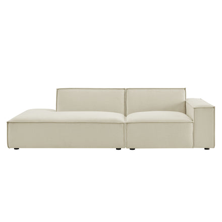 Restore 2-Piece Performance Fabric Upholstered Modular Loveseat in Ecru