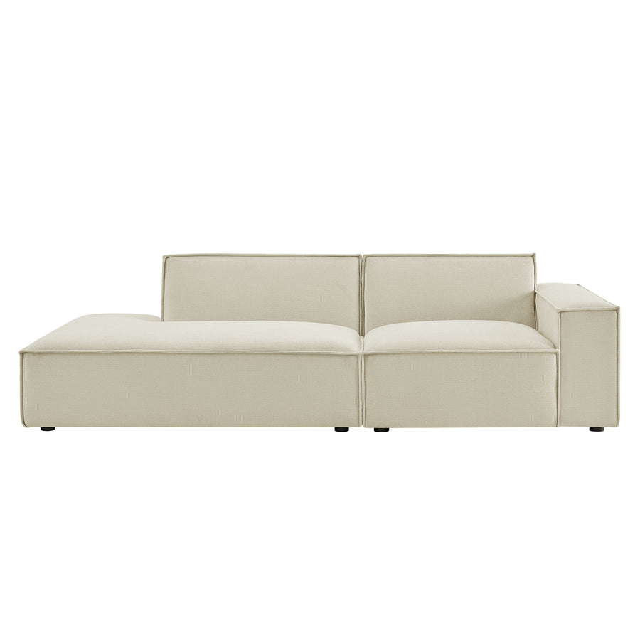 Atlas 2-Piece Performance Fabric Upholstered Modular Loveseat in Ecru