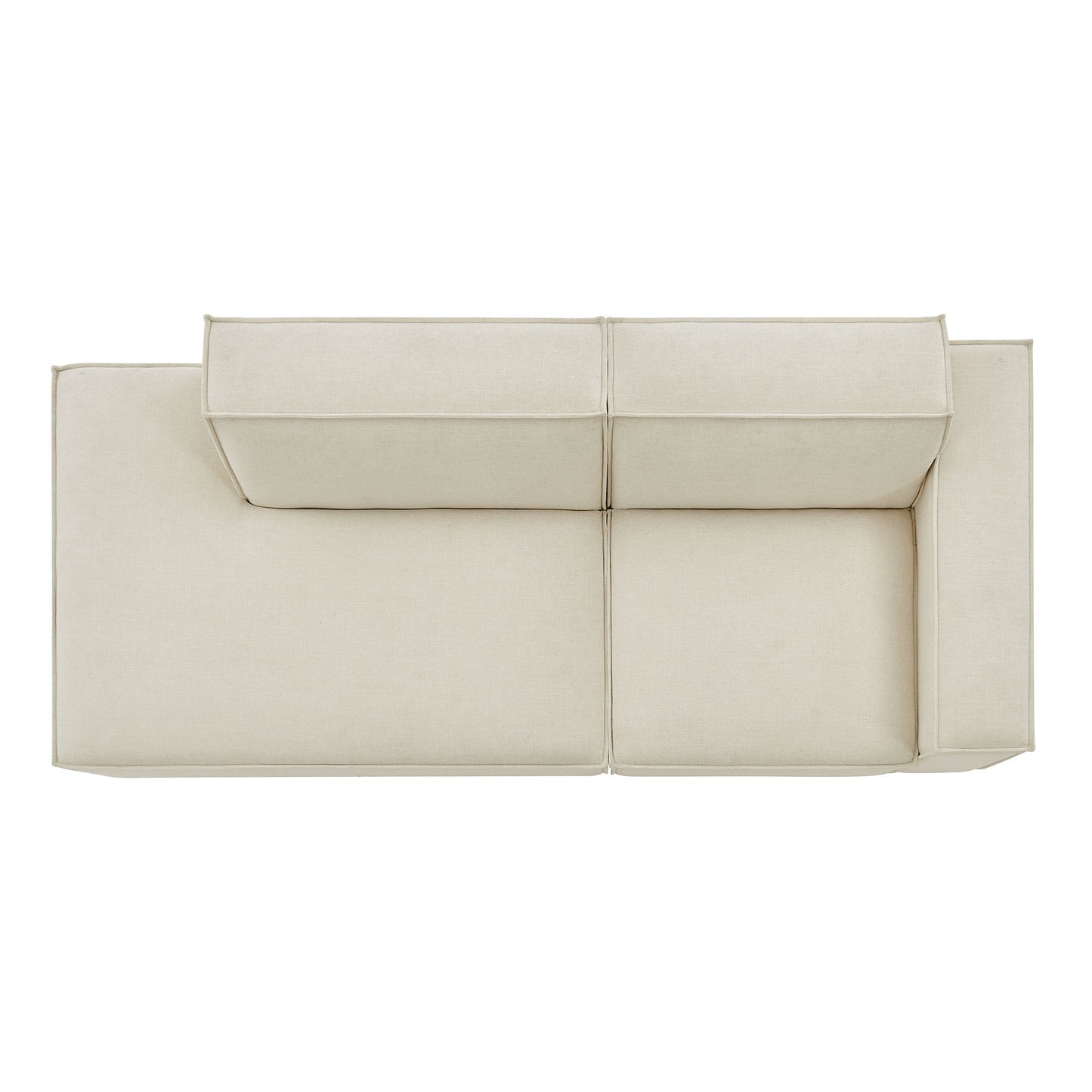 Atlas 2-Piece Performance Fabric Upholstered Modular Loveseat in Ecru