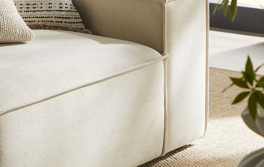 Atlas 2-Piece Performance Fabric Upholstered Modular Loveseat in Ecru