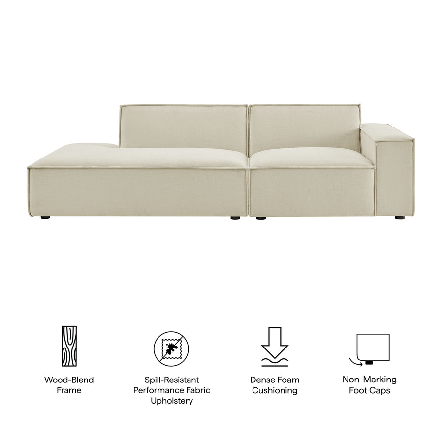 Atlas 2-Piece Performance Fabric Upholstered Modular Loveseat in Ecru