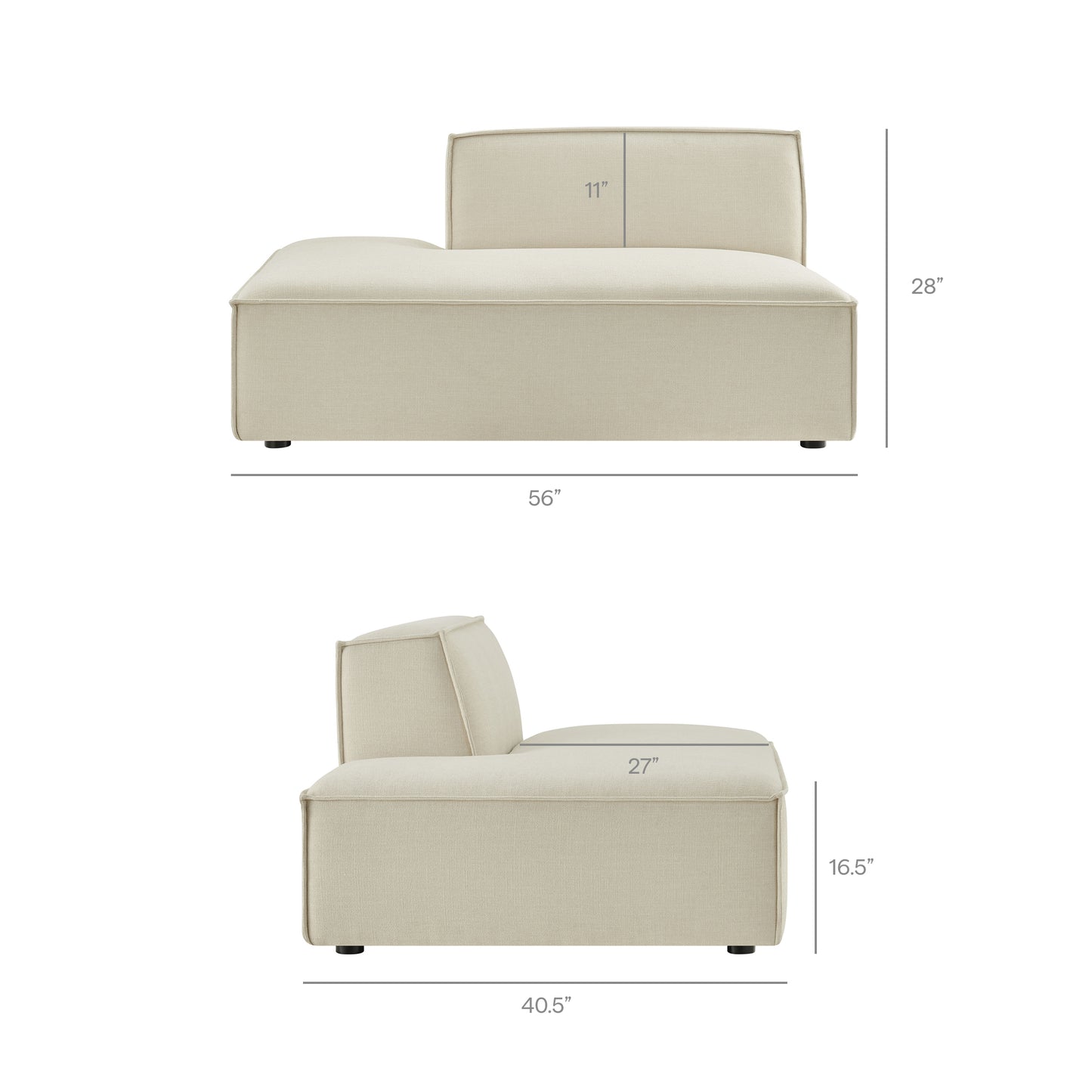 Atlas 2-Piece Performance Fabric Upholstered Modular Loveseat in Ecru