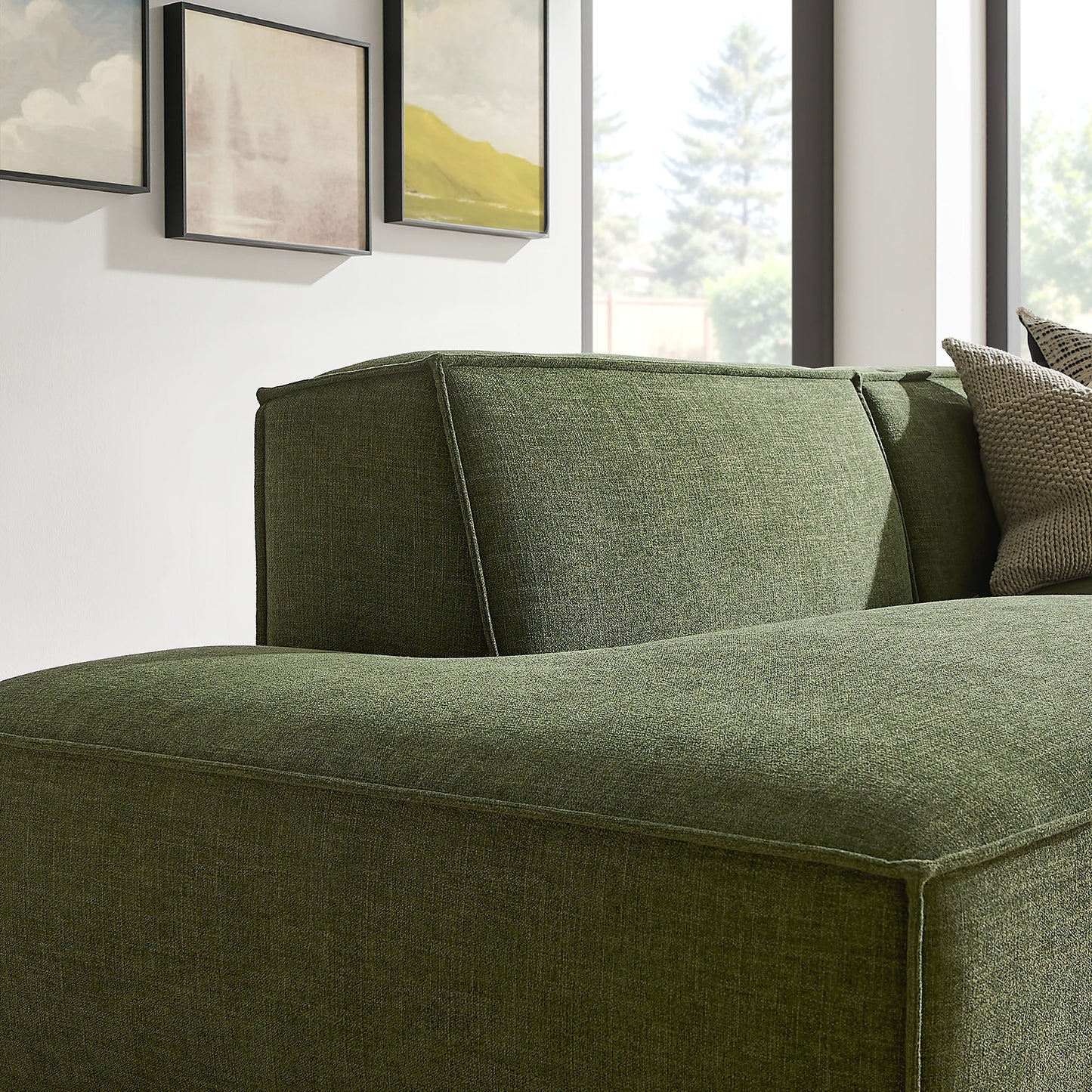 Atlas 2-Piece Performance Fabric Upholstered Modular Loveseat in Foliage