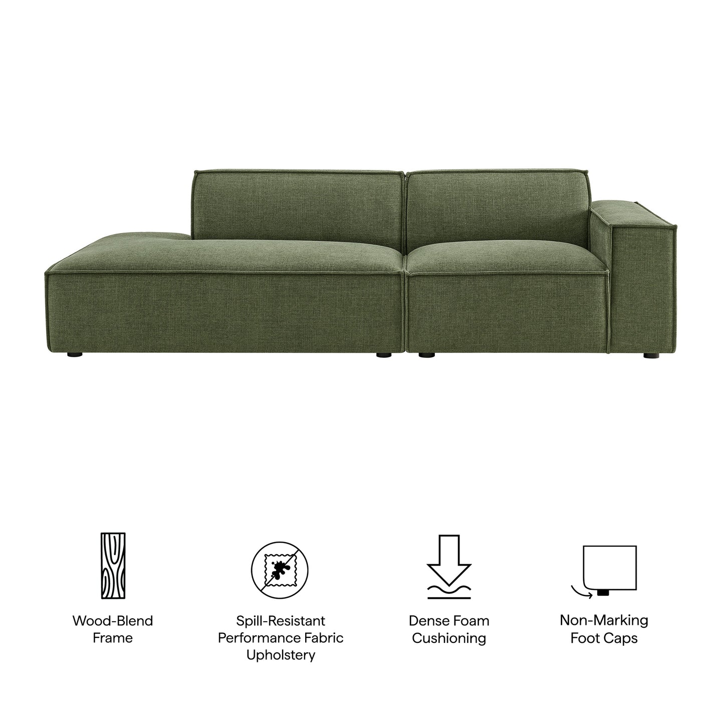 Atlas 2-Piece Performance Fabric Upholstered Modular Loveseat in Foliage