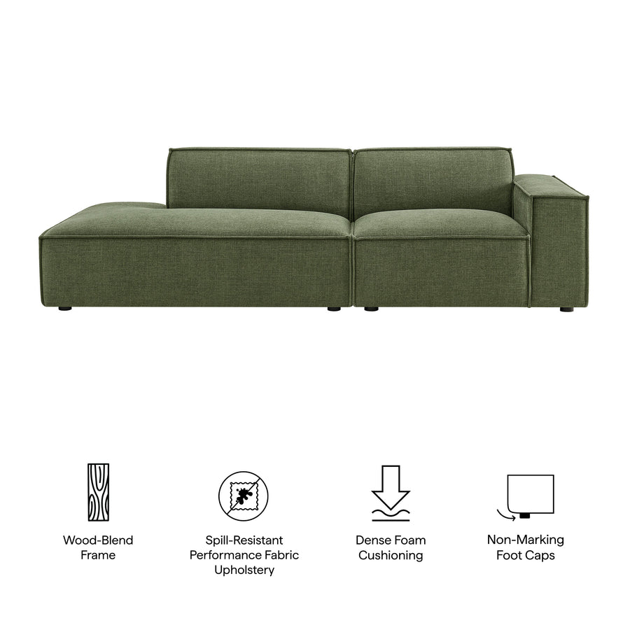 Atlas 2-Piece Performance Fabric Upholstered Modular Loveseat in Foliage