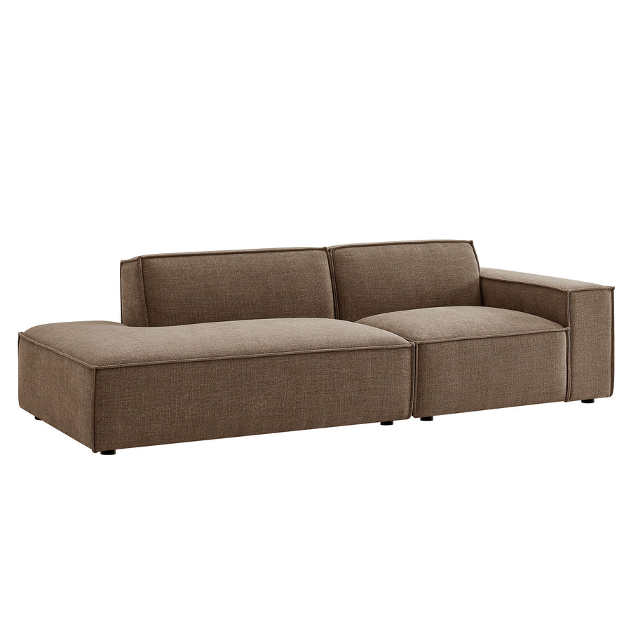 Atlas 2-Piece Performance Fabric Upholstered Modular Loveseat in Mocha