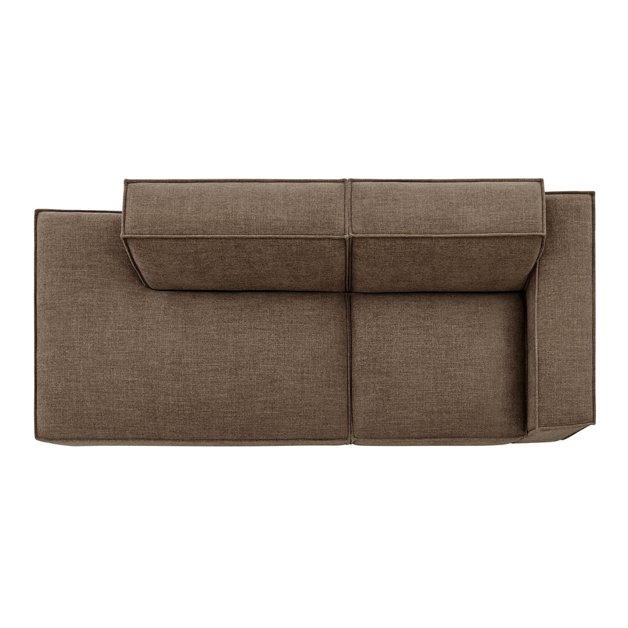 Atlas 2-Piece Performance Fabric Upholstered Modular Loveseat in Mocha