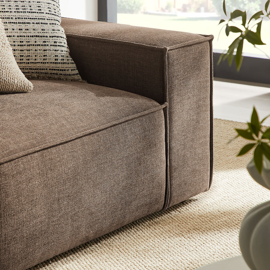 Atlas 2-Piece Performance Fabric Upholstered Modular Loveseat in Mocha