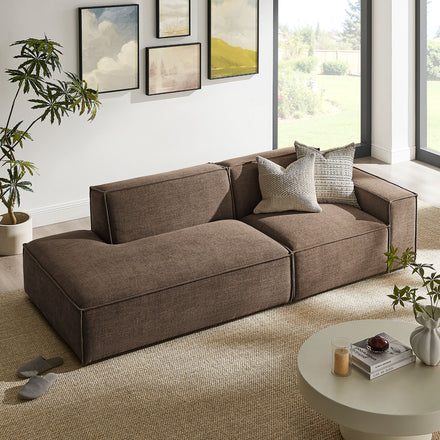 Restore 2-Piece Performance Fabric Upholstered Modular Loveseat in Mocha