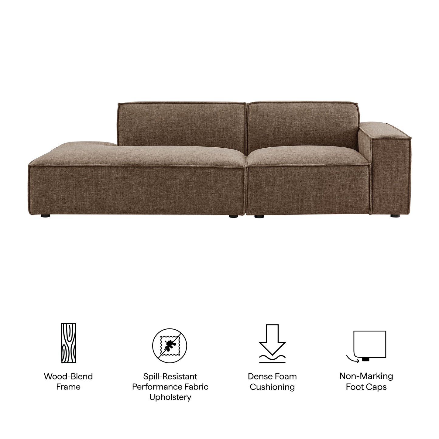 Atlas 2-Piece Performance Fabric Upholstered Modular Loveseat in Mocha