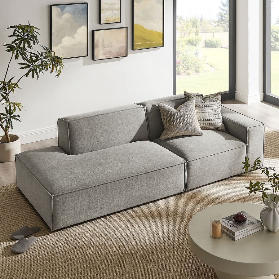 Atlas 2-Piece Performance Fabric Upholstered Modular Loveseat in Pewter