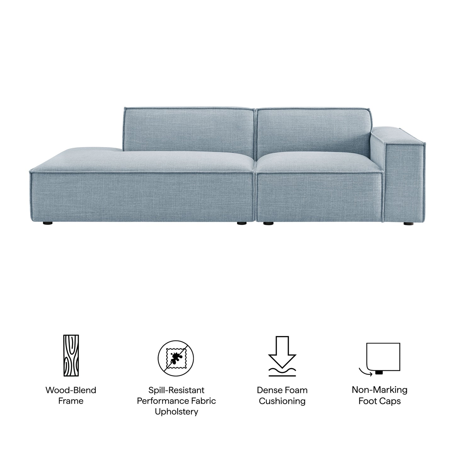 Atlas 2-Piece Performance Fabric Upholstered Modular Loveseat in Sky
