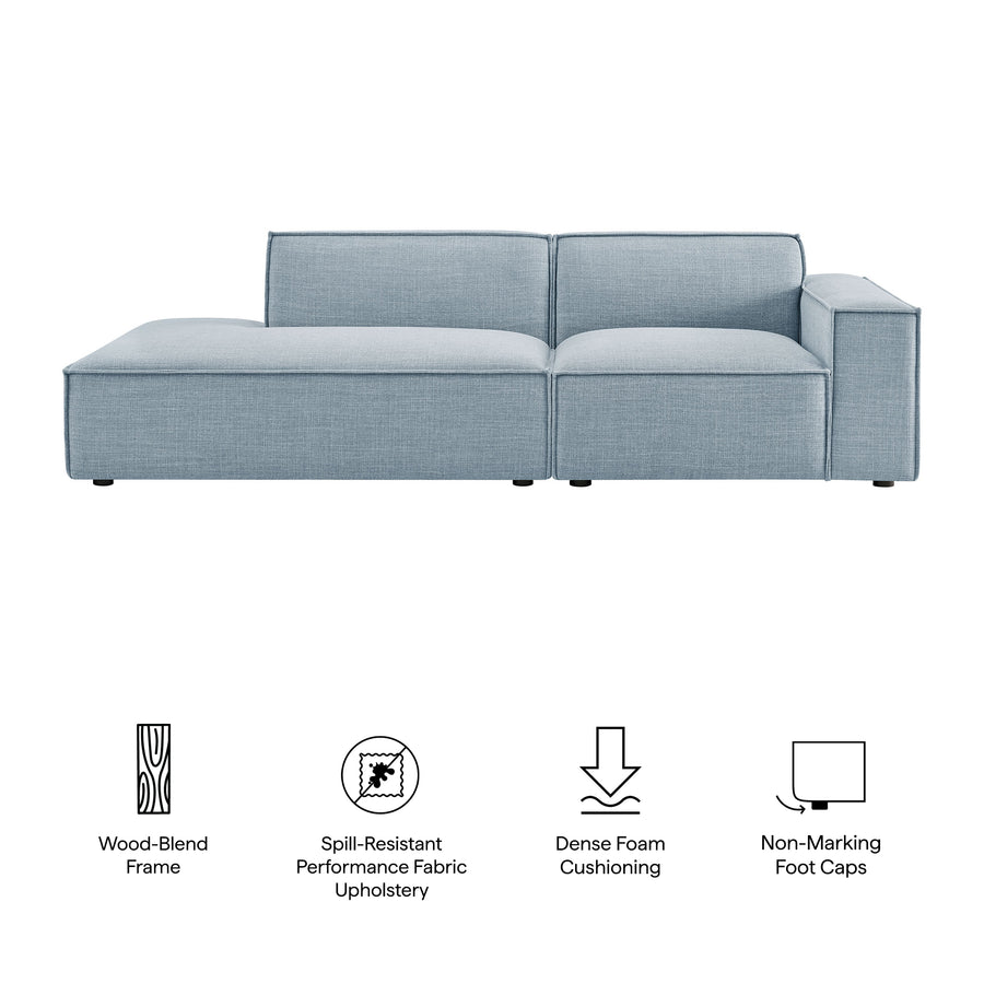Atlas 2-Piece Performance Fabric Upholstered Modular Loveseat in Sky