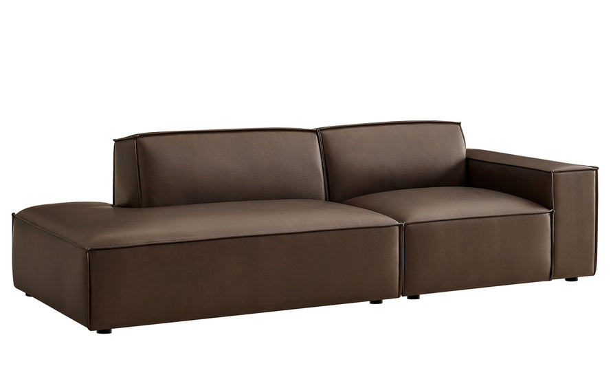 Atlas 2-Piece Vegan Leather Modular Loveseat in Espresso