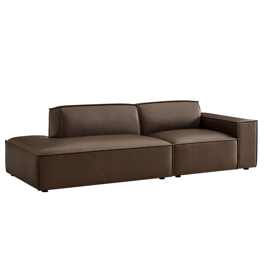 Atlas 2-Piece Vegan Leather Modular Loveseat in Espresso