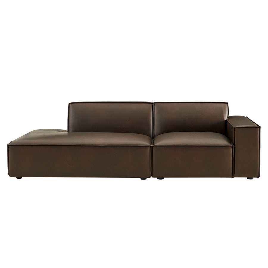 Atlas 2-Piece Vegan Leather Modular Loveseat in Espresso
