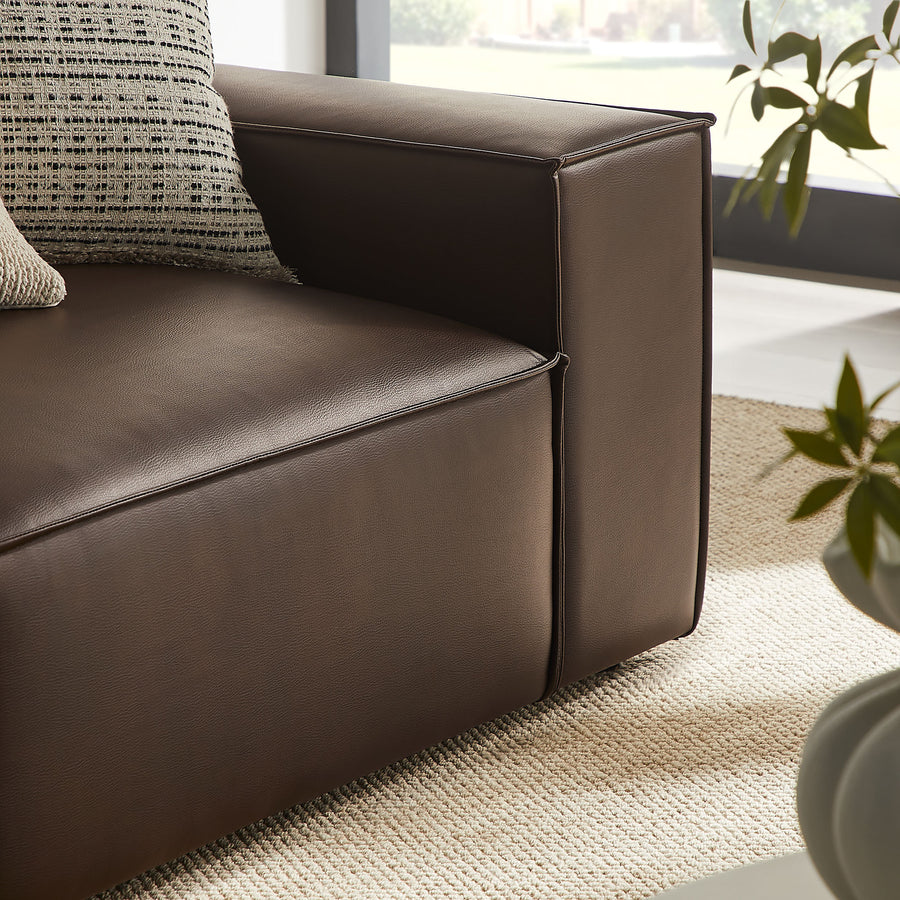 Atlas 2-Piece Vegan Leather Modular Loveseat in Espresso