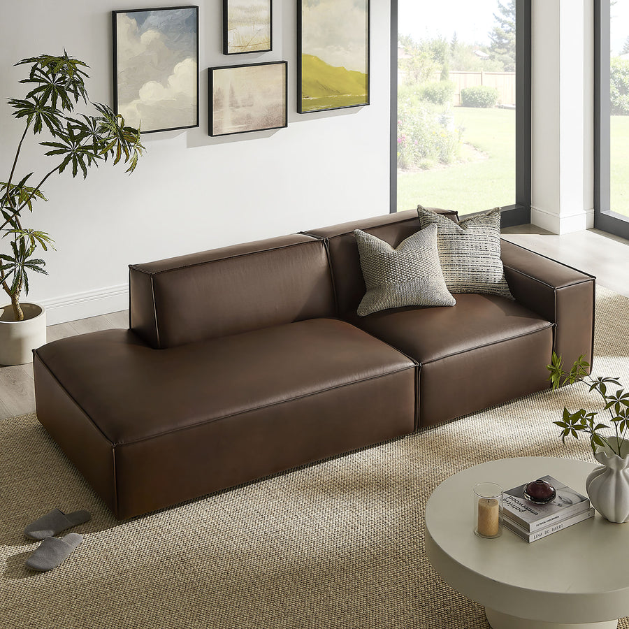 Atlas 2-Piece Vegan Leather Modular Loveseat in Espresso