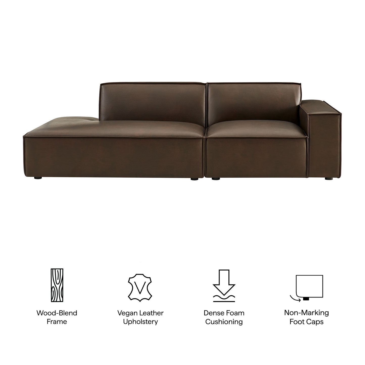 Atlas 2-Piece Vegan Leather Modular Loveseat in Espresso