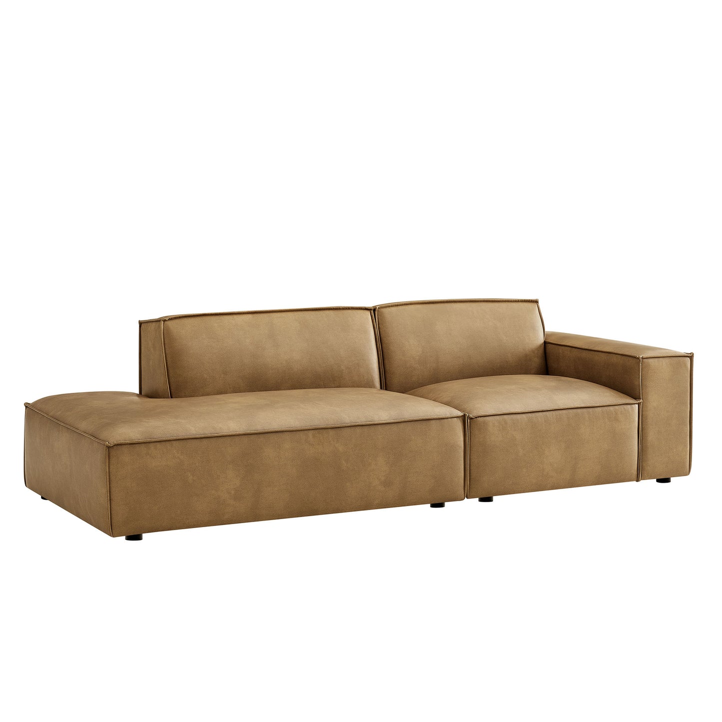 Atlas 2-Piece Vegan Leather Modular Loveseat in Toast