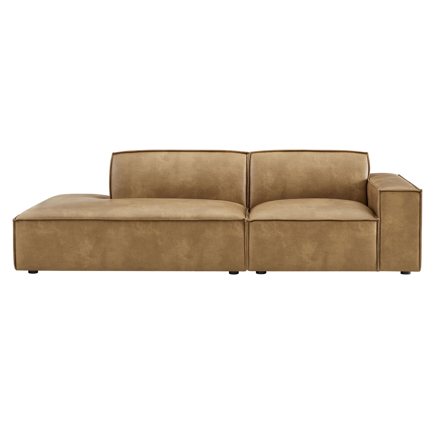 Atlas 2-Piece Vegan Leather Modular Loveseat in Toast