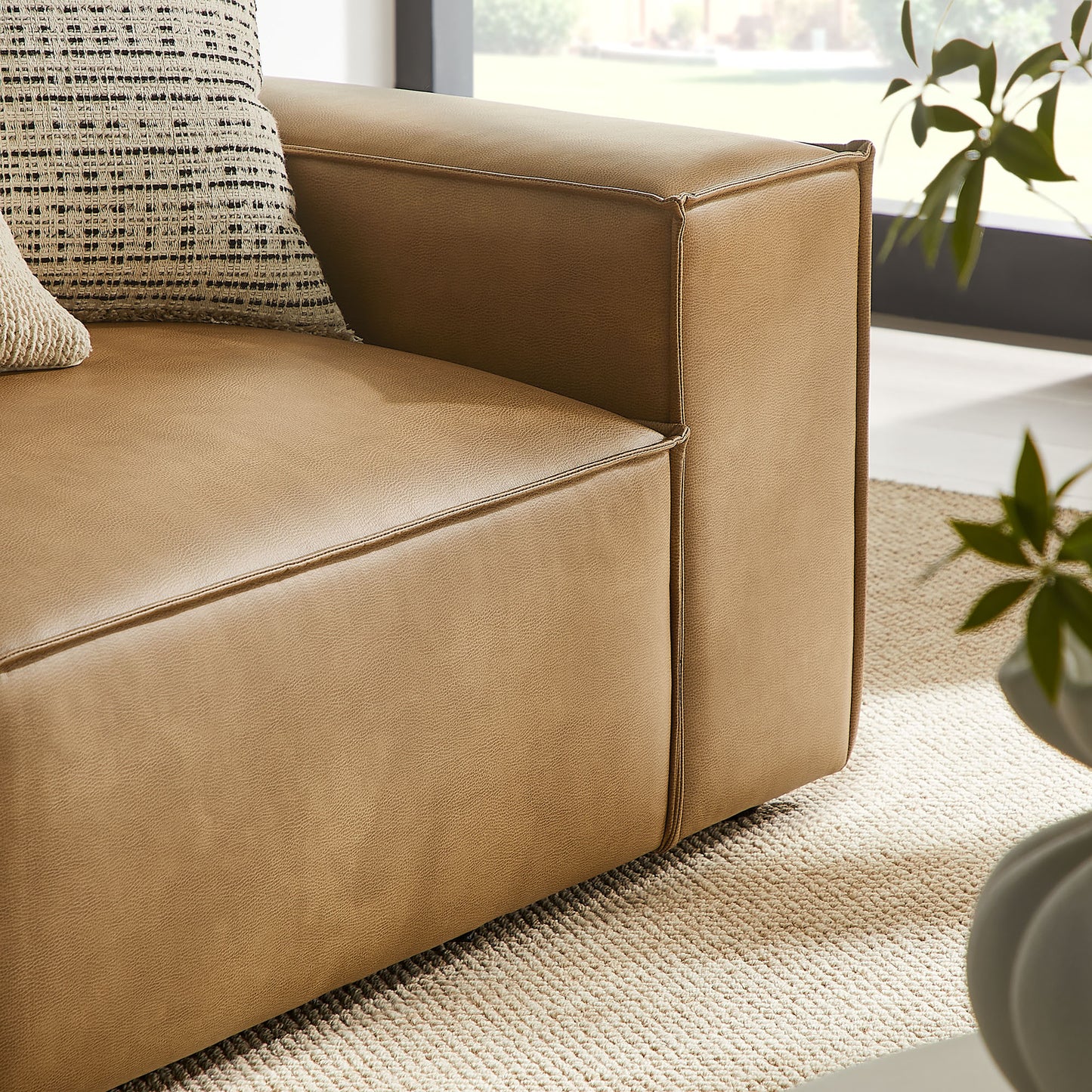Atlas 2-Piece Vegan Leather Modular Loveseat in Toast