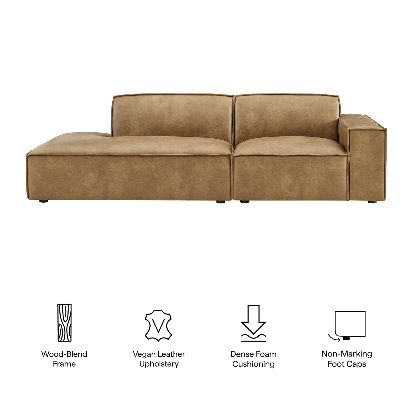 Atlas 2-Piece Vegan Leather Modular Loveseat in Toast