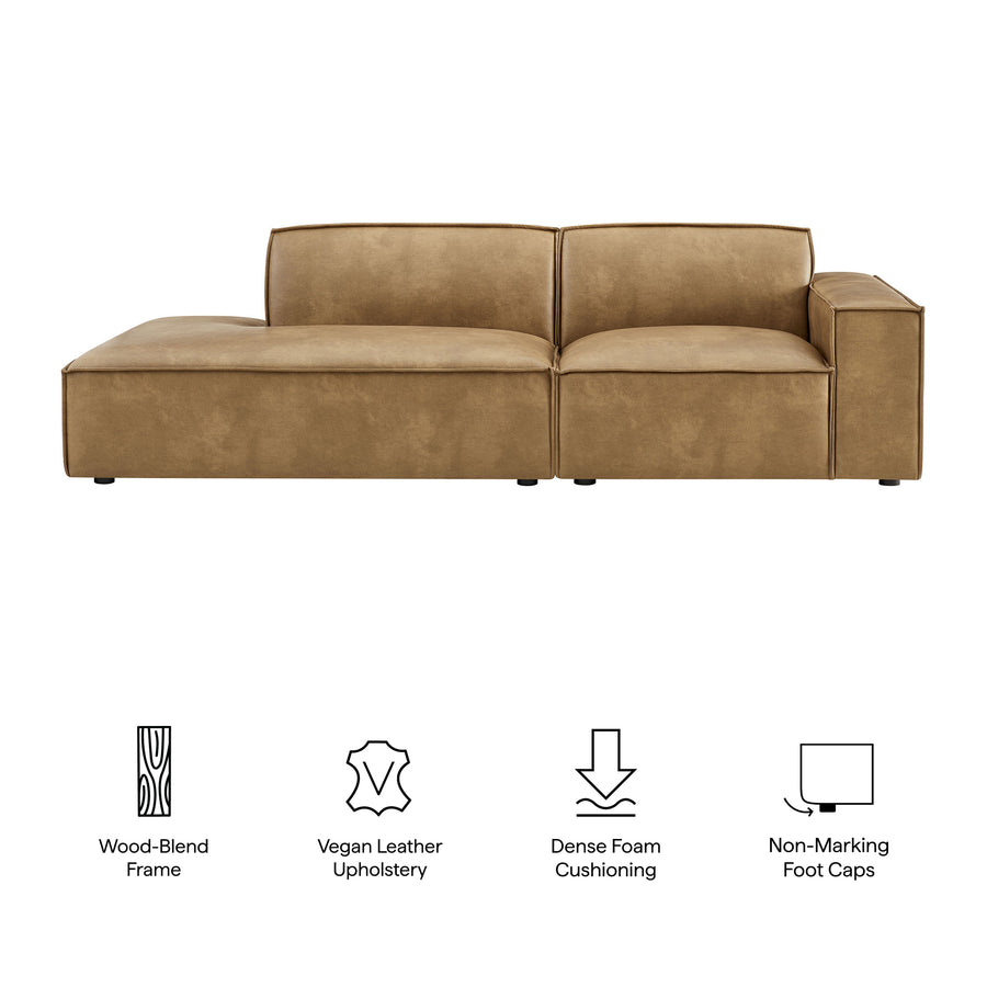 Atlas 2-Piece Vegan Leather Modular Loveseat in Toast